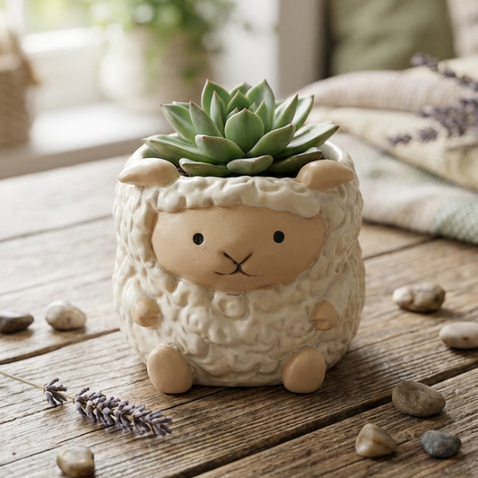 【肉肉動物園】牧場直送!呆萌黑面羊與軟萌綿羊 真實多肉微型盆栽 (辦公桌療癒萌寵|含盆土專業組裝)多肉一吋盆