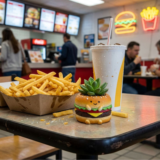 🍔🍙🍞 【肉肉早餐店】・元氣三寶真實多肉植物盲盒 (漢堡/吐司/飯糰|零熱量早午餐|辦公桌微型盆栽|含盆土) 一吋多肉花盆