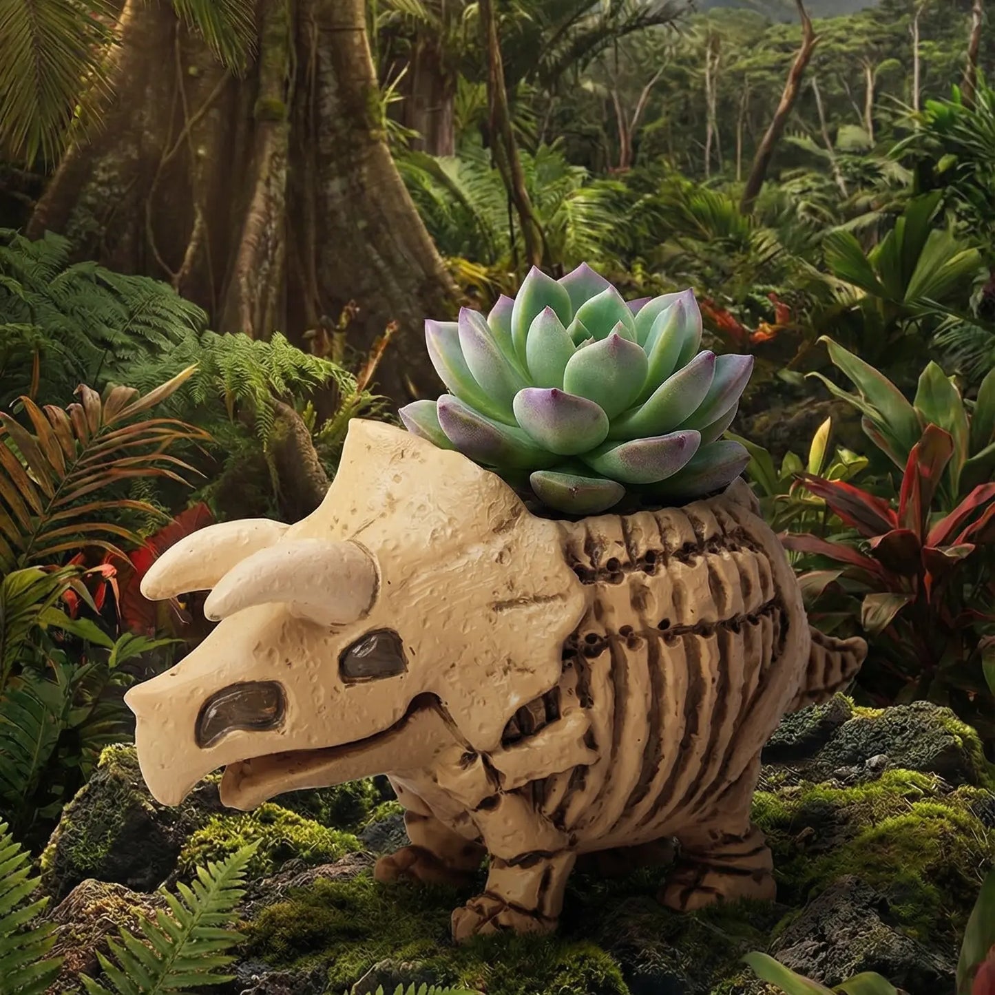 🦖 【拼肉肉】肉肉玩具箱|史前巨獸 3 入組 X 真實一吋多肉盲盒 (暴龍+三角龍+化石|一次帶回三隻|含盆土專業組裝) 拼肉肉 Puzzle Of Succulent