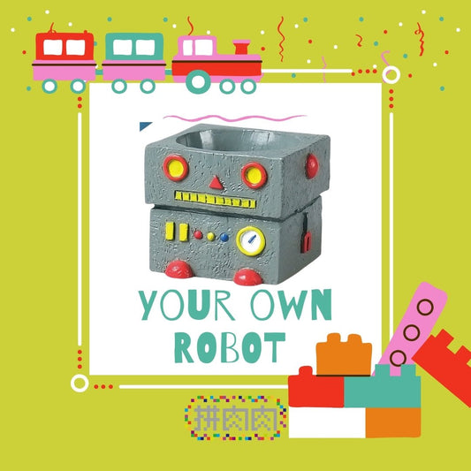 【 肉肉玩具箱】啟動童心!復古玩具機器人多肉盆栽 (雙色一組) - 拼肉肉 Puzzle Of Succulent