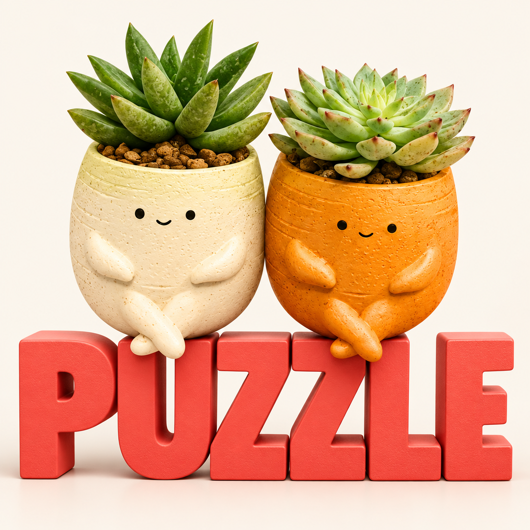 拼肉肉 PUZZLE 紅白蘿蔔多肉盲盒2入組