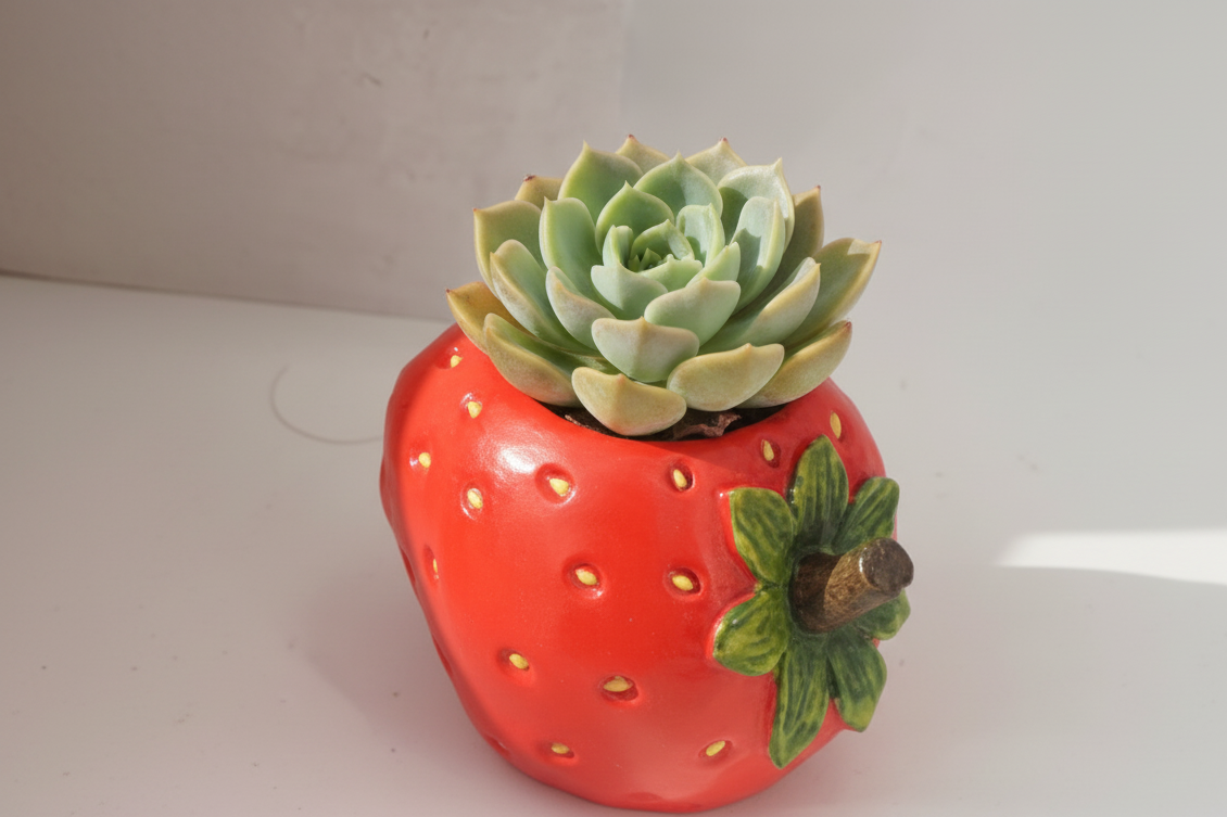 🍓 【肉肉植物園】甜莓花園！立體草莓造型 Ｘ 夢幻 3 寸多肉 (開箱即擺｜視覺系甜點植栽｜含專業介質種植到好)