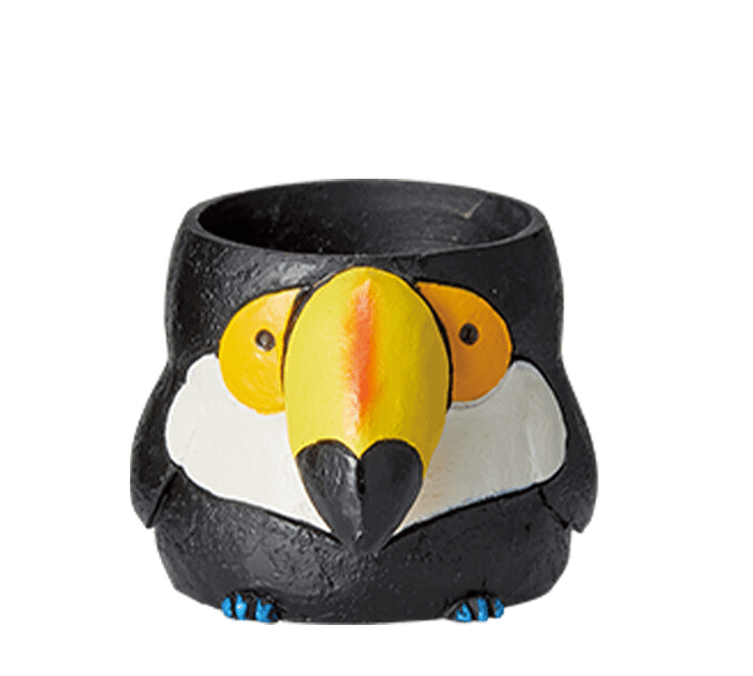 可愛的大嘴鳥花盆，搭配亞馬遜叢林組合，把熱帶雨林搬到你的辦公桌！(4入組)