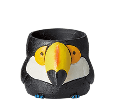 可愛的大嘴鳥花盆，搭配亞馬遜叢林組合，把熱帶雨林搬到你的辦公桌！(4入組)