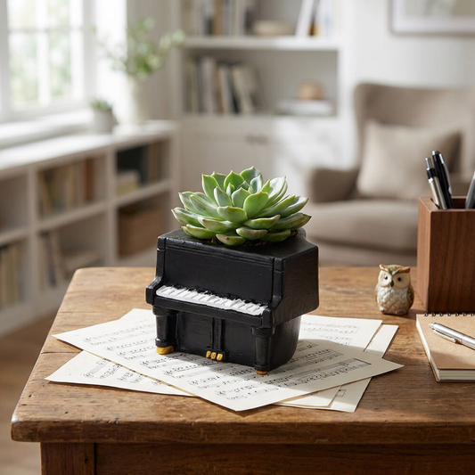 🎹 【拼肉肉】指尖上的綠色樂章・鋼琴真實多肉植物盲盒 (單入/多入組｜音樂辦公室療癒｜氣質微型盆栽｜含盆土)