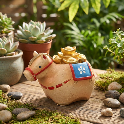 2026 馬年限定｜【馬上有錢】雙色萌馬金庫組 (金磚元寶版)