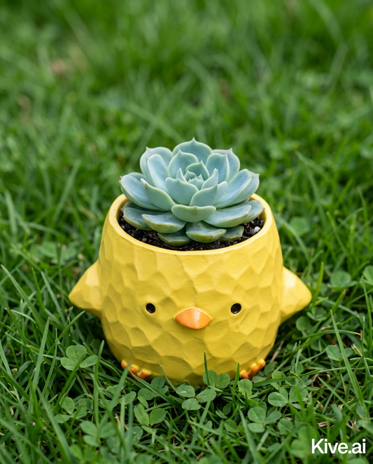 🐥 【肉肉動物園】破殼而出的可愛！萌呆黃色小雞 真實多肉微型盆栽 (辦公桌療癒萌寵｜盲盒驚喜｜含盆土專業組裝)