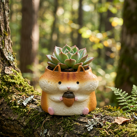 【肉肉動物園】森林系萌寵！貪吃小松鼠 真實多肉微型盆栽 (辦公桌療癒小物｜盲盒驚喜｜含盆土專業組裝)