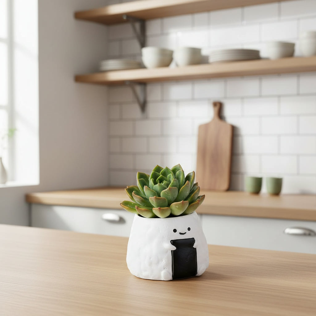 🍔🍙🍞 【肉肉早餐店】・元氣三寶真實多肉植物盲盒 (漢堡/吐司/飯糰｜零熱量早午餐｜辦公桌微型盆栽｜含盆土) 一吋多肉花盆