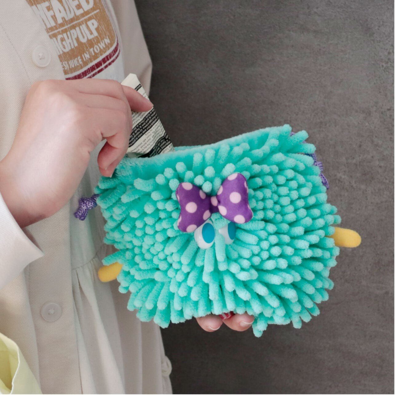 【肉肉雜貨店】平成復古潮回歸！Moja！毛茸茸大眼怪束口袋 - 拼肉肉 Puzzle Of Succulent