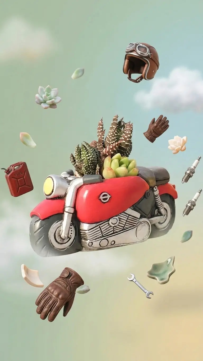 【肉肉玩具箱】復古摩托車多肉盲盒X2 拼肉肉 Puzzle Of Succulent