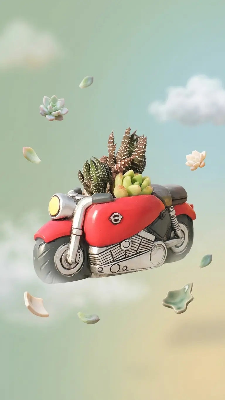 【肉肉玩具箱】復古摩托車多肉盲盒X2 拼肉肉 Puzzle Of Succulent
