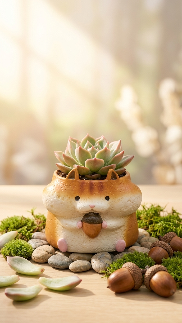 🐹🐿️ 【拼肉肉】四鼠來襲！松鼠 Ｘ 倉鼠 超萌多肉盲盒 (4款一次帶走｜鼠一鼠二的可愛｜含盆土專業組裝)