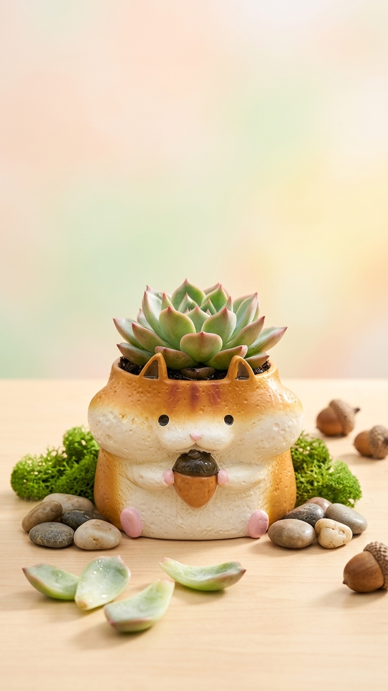 🐹🐿️ 【拼肉肉】四鼠來襲！松鼠 Ｘ 倉鼠 超萌多肉盲盒 (4款一次帶走｜鼠一鼠二的可愛｜含盆土專業組裝)