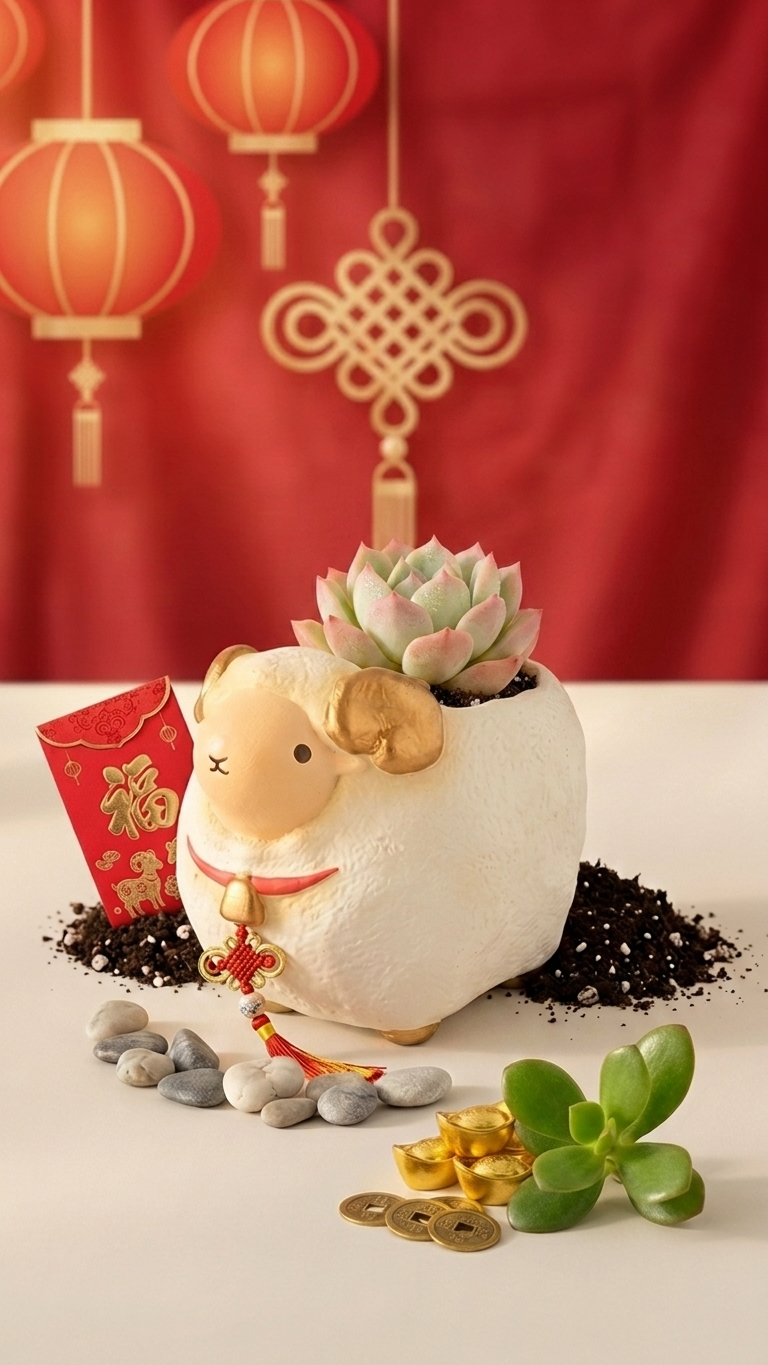 🐑  預購【拼肉肉】馬年搶瘋的生肖款來了！羊年限定「羊羊得意」多肉盲盒 (含盆土專業組裝) 預購