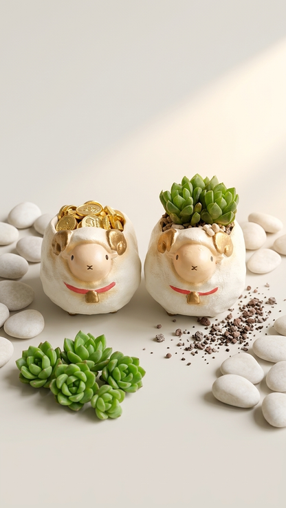 🐏 【羊年限定】財富滿出來啦！「招財小福羊與金磚元寶」開運擺飾 ✨ (限量發售)