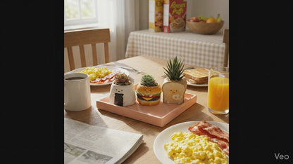 🍔🍙🍞 【肉肉早餐店】・元氣三寶真實多肉植物盲盒 (漢堡/吐司/飯糰｜零熱量早午餐｜辦公桌微型盆栽｜含盆土) 一吋多肉花盆