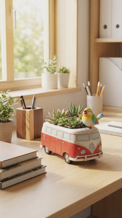 【肉肉玩具箱】復古旅行車真實多肉植物盲盒 (單入隨機出貨｜車色與植物雙重盲盒｜雙肉滿載｜含盆土) 一吋到三吋可用