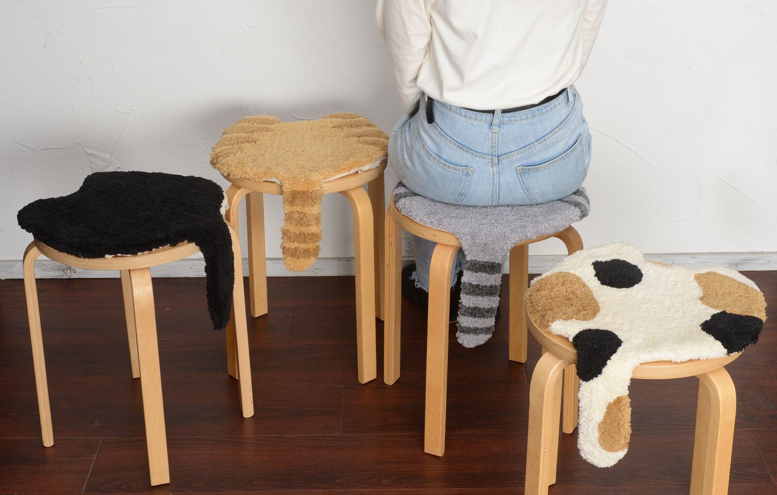 【肉肉雜貨店】戳繡貓咪板凳椅墊 貓頭貓尾 - 拼肉肉 Puzzle Of Succulent