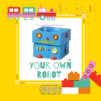 【 肉肉玩具箱】啟動童心！復古玩具機器人多肉盆栽 (雙色一組) - 拼肉肉 Puzzle Of Succulent