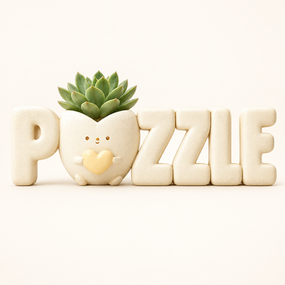 拼肉肉 PUZZLE 愛心多肉花盆