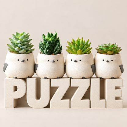 拼肉肉 PUZZLE 長尾山雀多肉盲盒四入排排站