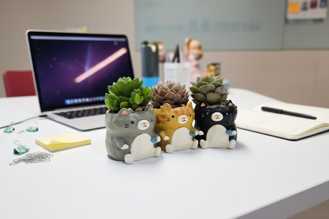 【肉肉動物園】魚你同行貓咪多肉花盆組合X3 - 拼肉肉 Puzzle Of Succulent